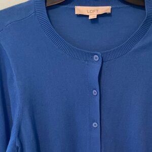 LOFT Vibrant Blue Button-Up Cardigan